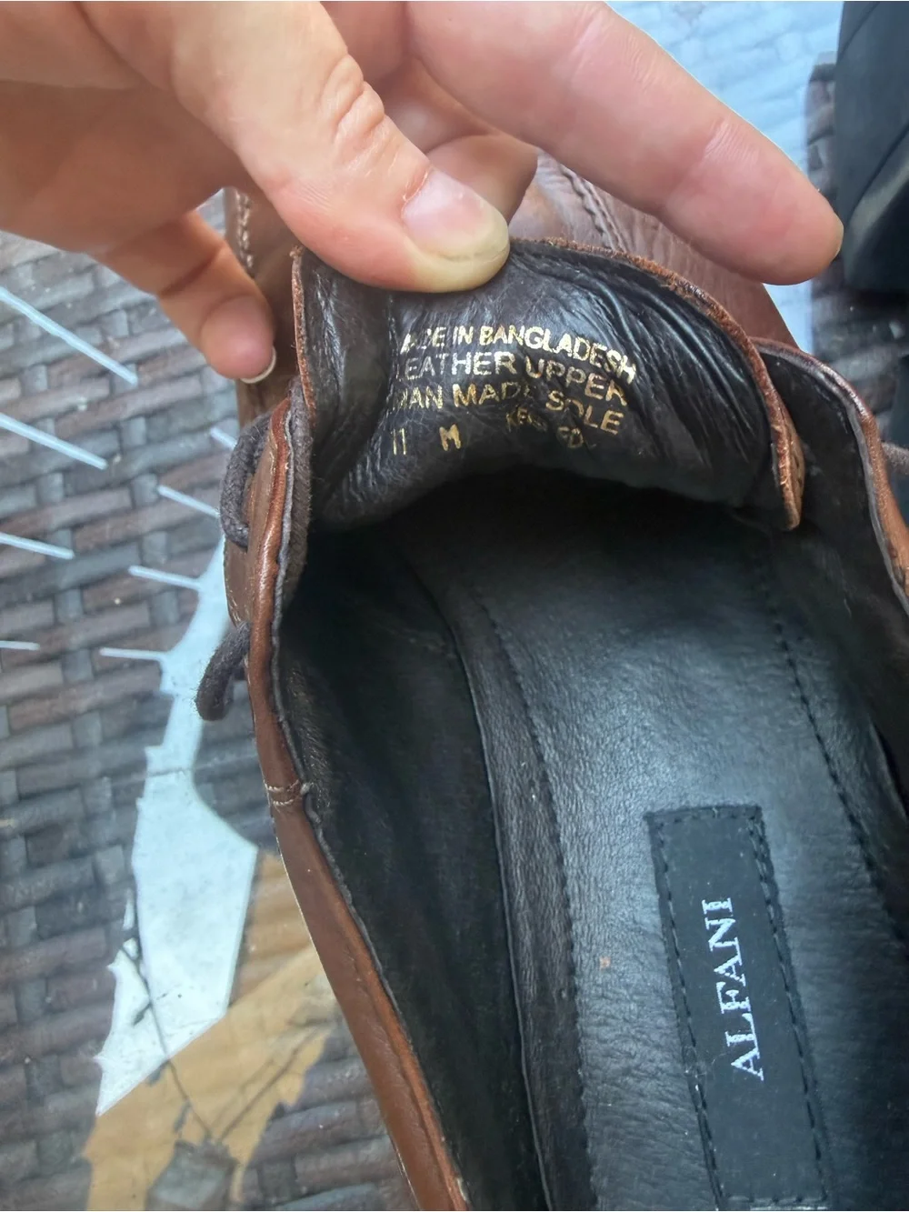 Alfani Brown Leather Lace-Up Oxfords